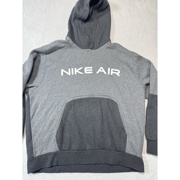 Nike Air Chest Hit Fleece Pocketed Hoodie Silver/Gray Pullover Mens XL - Picture 1 of 8